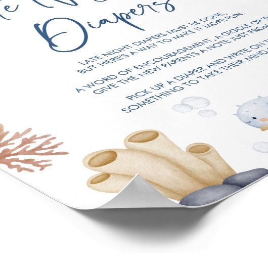 Ocean Theme Baby shower Late Night Luiers Teken Poster (Hoek)