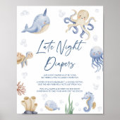 Ocean Theme Baby shower Late Night Luiers Teken Poster (Voorkant)