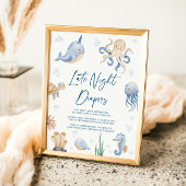Ocean Theme Baby shower Late Night Luiers Teken Poster