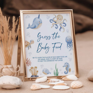 Ocean Theme Baby shower Raad het Baby Food teken Poster