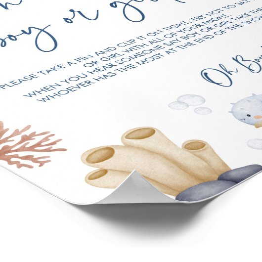 Ocean Theme Baby shower Spelletjes bord Poster (Hoek)