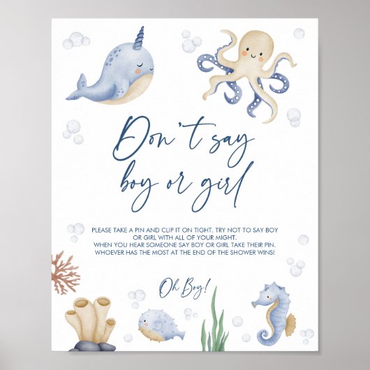 Ocean Theme Baby shower Spelletjes bord Poster (Voorkant)