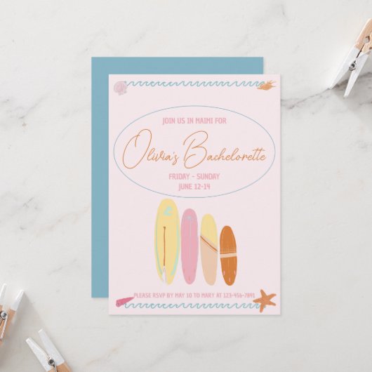 Ocean Theme Bachelorette — San Diego Thema Kaart (Voorkant / Achterkant in situ)