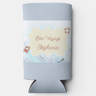 Ocean Theme Bon Voyage Personalized with Name Seltzer Blikjeskoeler