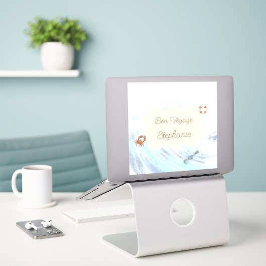 Ocean Theme Bon Voyage Personalized with Name Sticker (Laptop op bureau)