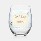 Ocean Theme Bon Voyage Personalized with Name Wijnglas Zonder Voet (Voorkant)