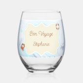 Ocean Theme Bon Voyage Personalized with Name Wijnglas Zonder Voet (Achterkant)