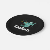 Ocean Theme Boys Birthday Anglerfish Black Papieren Bordje (Gekanteld)