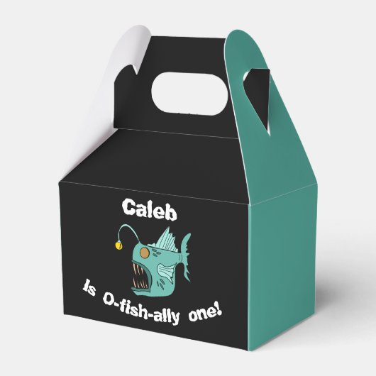 Ocean Theme Boys Birthday Anglerfish O-ally Bedankdoosjes (Voorkant Zijde)
