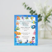 Ocean Theme Children's Birthday Party Invitation Kaart (Staand voorkant)