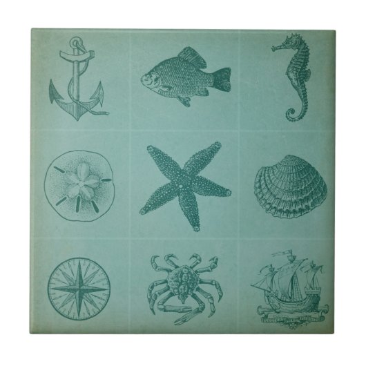  Ocean Theme Collage Tegeltje (Voorkant)