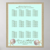 Ocean Theme en Burlap Seating Chart Poster (Voorkant)