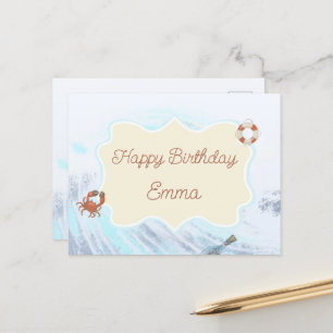 Ocean Theme Happy Birthday op maat van naam Briefkaart