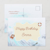 Ocean Theme Happy Birthday op maat van naam Briefkaart (Voorkant / Achterkant)