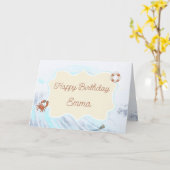 Ocean Theme Happy Birthday op maat van naam Kaart (Gele Bloem)