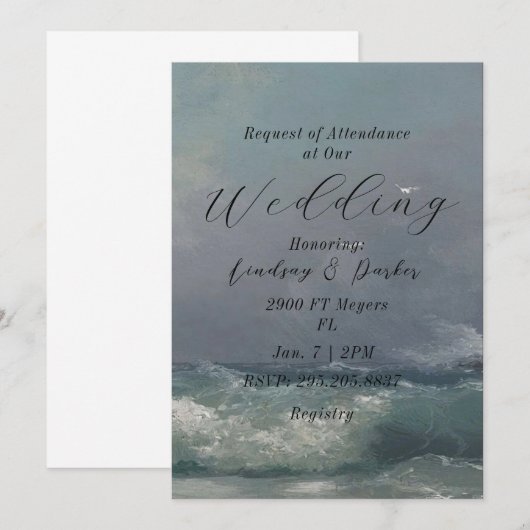 Ocean Theme Huwelijksuitnodiging Kaart (Voorkant / Achterkant)