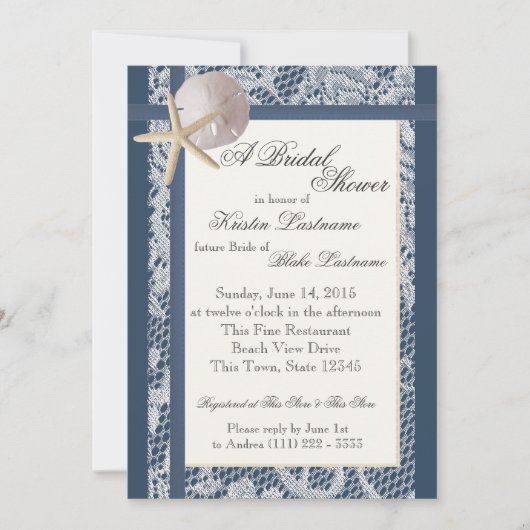 Ocean Theme Marine Blauwe Trouwdouche Kaart (Voorkant)