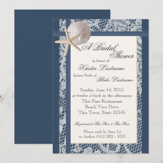 Ocean Theme Marine Blauwe Trouwdouche Kaart (Voorkant / Achterkant)