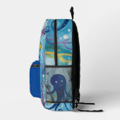 Ocean Theme Octopus Print Modern Monogram Bedrukte Rugzak (Rechts)
