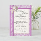 Ocean Theme Paarse Trouwdouche Kaart (Staand voorkant)