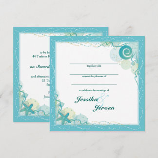 Ocean Theme Wedding invitation Kaart