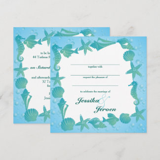 Ocean Theme Wedding invitation Kaart