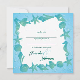 Ocean Theme Wedding invitation Kaart
