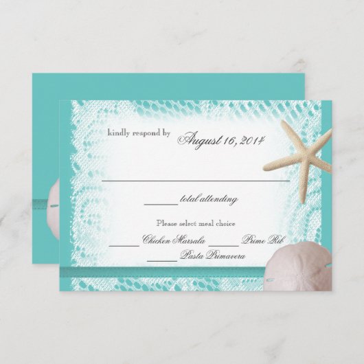Ocean Theme Wedding Reactie RSVP Kaartje (Voorkant / Achterkant)