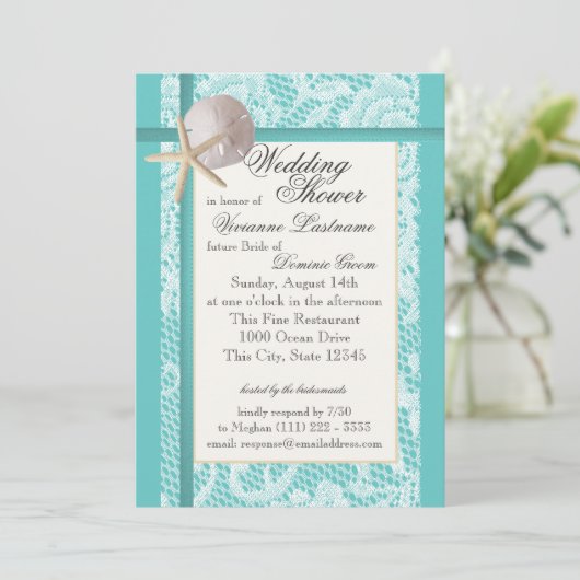 Ocean Theme Wedding Shower Kaart (Staand voorkant)