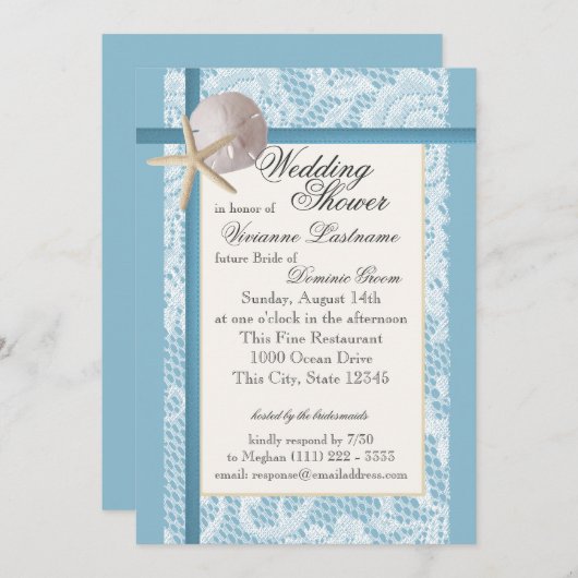 Ocean Theme Wedding Shower Kaart (Voorkant / Achterkant)