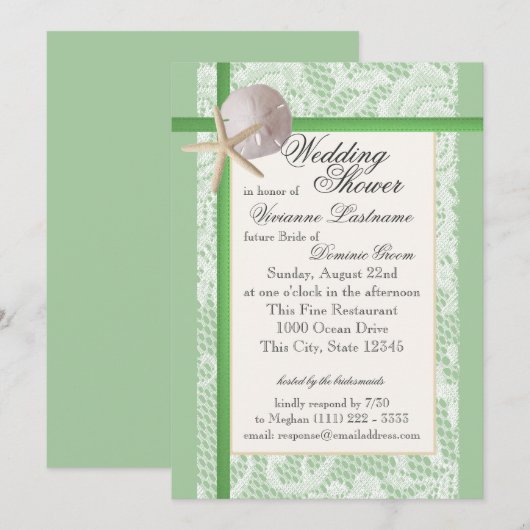 Ocean Theme Wedding Shower Mint Groen Kaart (Voorkant / Achterkant)