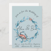 Ocean Theme Wedding Uitnodigingen voor Beach Weddi (Voorkant / Achterkant)