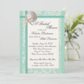 Ocean Theme Zee Foam Green Wedding Shower Kaart (Staand voorkant)