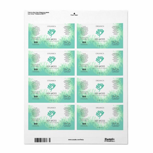 Ocean Theme Zee Moss Gel Labels (Full Sheet)