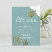 Ocean Theme Zee Turtle Baby shower Invitation Kaart (Staand voorkant)