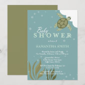 Ocean Theme Zee Turtle Baby shower Invitation Kaart (Voorkant / Achterkant)
