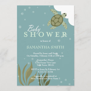 Ocean Theme Zee Turtle Baby shower Invitation Kaart