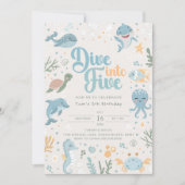 Ocean Themed 6th Birthday Invitation. Kids Ocean Kaart (Voorkant)