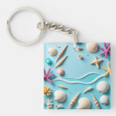Ocean-Themed Keychain – Sea Life Design with Shell (voorkant)
