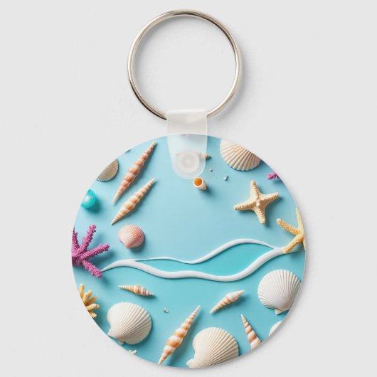 Ocean-Themed Keychain – Sea Life Design with Shell (Voorkant)