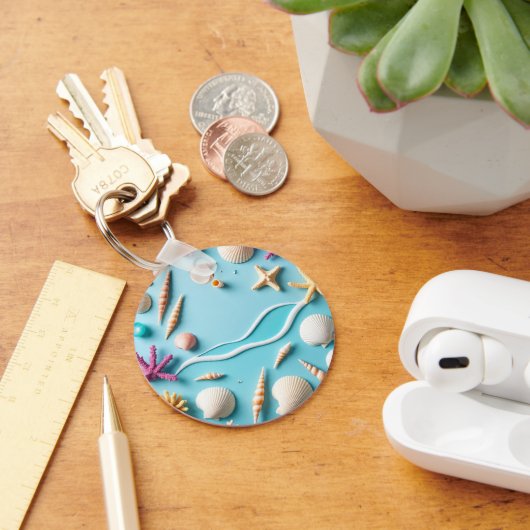 Ocean-Themed Keychain – Sea Life Design with Shell (Bureau)