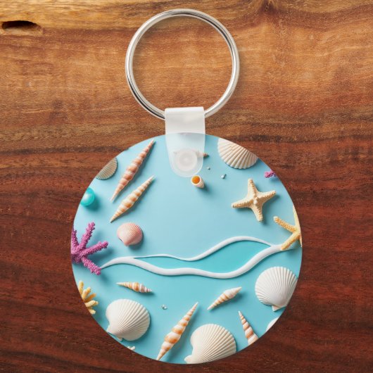 Ocean-Themed Keychain – Sea Life Design with Shell (Voorkant)