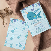 Ocean Themed narwhal baby shower call Kaart