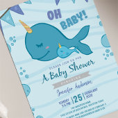 Ocean Themed narwhal baby shower call Kaart