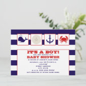 Ocean Thgeacht Baby shower Invitation Kaart (Staand voorkant)
