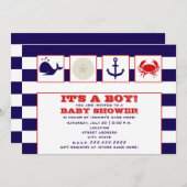 Ocean Thgeacht Baby shower Invitation Kaart (Voorkant / Achterkant)