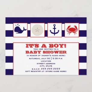 Ocean Thgeacht Baby shower Invitation Kaart