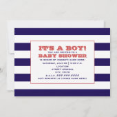 Ocean Thmed Baby shower Invitation Anchor Stripes Kaart (Achterkant)