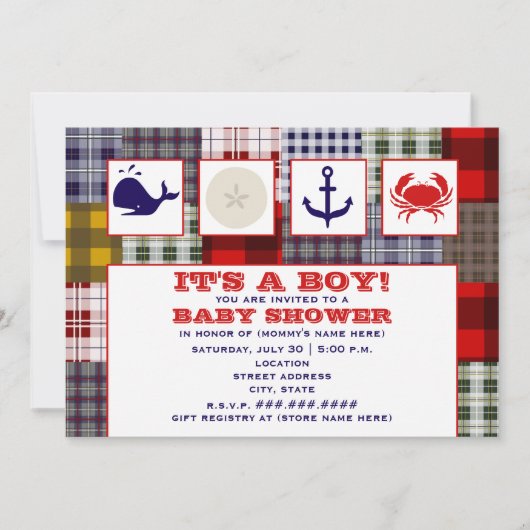 Ocean ThMED Baby shower Invitation - Pset Kaart (Voorkant)