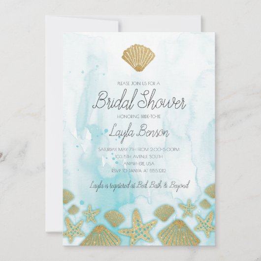 Ocean ThMET Beach Bridal Shower Invitation Kaart (Voorkant)